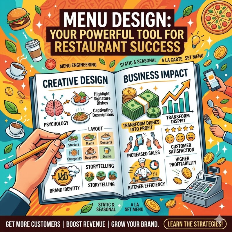 Food menu design why important for restaurant and café business, and how increase the sale. Every restaurant and cafe owner need to know this. And How can they create the perfect food menu design for their business every important guide step by step mentioned.