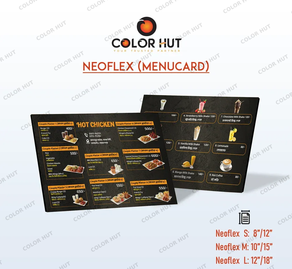 Premium Matte Black Restaurant Combo Menu Card