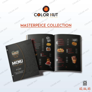 Elegant Matte Black Restaurant Menu Design and Printing